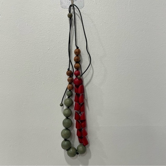 Decouture Jewelry - Handcrafted Decouture Necklace Red and Grey Wooden Beads Made in the Philippines